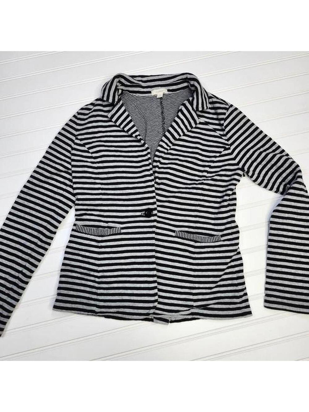 Caslon Women's Black and White Striped Blazer Small